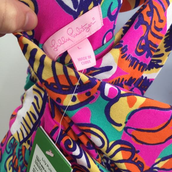 Lilly Pulitzer Parrish Halter Maxi Dress Racerback Floral Pink Size Large NWT - Picture 5 of 9